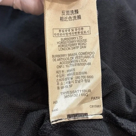 Burberry Brit Black Polo Shirt Nova Check Collar Men's M - Picture 9 of 11